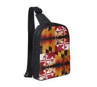Big Eye Watermelon - Bolsa de pecho con doble bolsillo, perfecta para conciertos, deportes, viajes, ciclismo y senderismo, mochila cruzada, Bandera de Maryland de madera vintage, Talla única