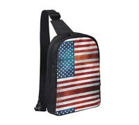 Big Eye Watermelon - Bolsa de pecho con doble bolsillo, perfecta para conciertos, deportes, viajes, ciclismo y senderismo, mochila cruzada, Bandera vintage de Estados Unidos, Talla única