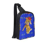 Big Eye Watermelon - Bolsa de pecho con doble bolsillo, perfecta para conciertos, deportes, viajes, ciclismo y senderismo, mochila cruzada, Perro de dibujos animados bailando, Talla única