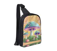 Big Eye Watermelon - Bolsa de pecho con doble bolsillo, perfecta para conciertos, deportes, viajes, ciclismo y senderismo, mochila cruzada, Fantasy Mushroom, Talla única