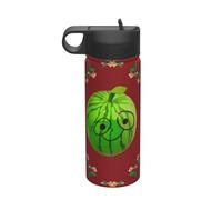 Big Eye Watermelon - Botella de acero inoxidable con pajita, artefacto de aislamiento para viajes al aire libre