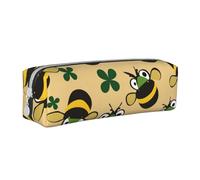 Big Eyed Bee - Estuche cilíndrico portátil con cremallera de piel para cosméticos, White, Talla única, Mochila escolar