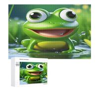 Big Eyed Frog Rompecabezas de madera 1000 piezas adultas, póster Jigsaw Puzzle, diseño único juguete educador para adolescentes y niños (75×50cm)