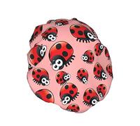 Big Eyes Ladybird Gorro de ducha Mujeres Impermeable Reutilizable Forro de PEVA Dobladillo elástico ajustable para todo el cabello largo Gorro de baño