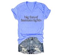 Big Fan of Human Rights - Camiseta unisex divertida con cuello en V y gran fan de los derechos humanos, Carolina Blue-1, XL