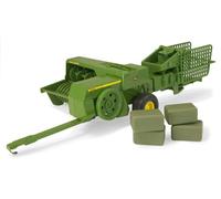 Big Farm Embaladora Cuadrada John Deere con 4 Balas (Tomy 45220M6), Color verdenegroamarillo