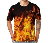Big Fire Flames on Black - Camiseta unisex de manga corta con gráfico, Multicolor, 6XL