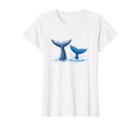 Big Fish Vida oceánica Camiseta gráfica económica, Mujer, Blanco, S