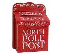 BIG FORTUNE Buzón de pared decorativo de metal rojo con diseño de Papá Noel, soporte de pared, estilo vintage, buzón de pared