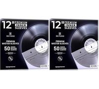 Big Fudge Fundas Vinilos LP Interior - 30cm x 50 uds. - 50x Funda Vinilo Papel de Arroz Antiestático para Archivar - Fundas Interiores Vinilos 12" Transparente de 3 Capas (Paquete de 2)