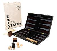 Big Game Hunters Backgammon - Juego de mesa con tablero de madera plegable portátil y bolsa de algodón - Juego de viaje de Backgammon
