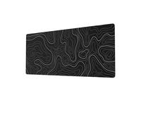 Big Game Simple Stylish Keyboard and Mouse Desk Pad, 80 x 30 x 0.3 cm, Topographic Map Print, Black