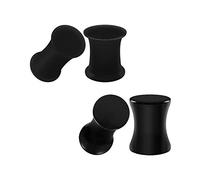 BIG GAUGES 2 Pares de aretes de Silicona de acrílico Negro sólido con Doble Acampanado para Piercing, joyería, expansor, Oreja, túnel de Carne