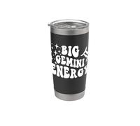 Big Gemini Energy x Gemini Zodiac Retro Vaso térmico de acero inoxidable de doble pared