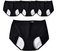 Big Girl Protectora Algodón Menstrual Periodo Bragas Adolescentes Transpirable Calzoncillos A Prueba De Fugas Mujeres Postparto Mujeres Costuras Transpirables Bragas Ropa Interior 4 unids/paquete-Negro||XL