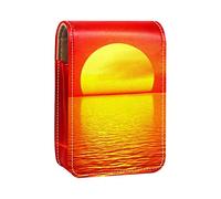 Big Golden Ball Summer Sunset Over the Ocean - Estuche portátil para pintalabios para viajes, mini caja de almacenamiento de lápiz labial con espejo para mujeres y mujeres, bolsa de cosméticos de cuero, Varios colores, 9.5x2x7 cm/3.7x0.8x2.7 in