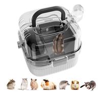 Big Hamster Cage, Portable Translucent Hedgehog Carry Case, Large Capacity Breathable Small Animal Carrier with Water Bottle for Travel, Picnics, and Shopping (PP, 21x21x18cm)