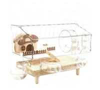 Big Hamster Cage - Tank with Food Bowl and Exercise Wheel For Small Animals, Then | Acrylic Construction with Spacious Design and Ventilation Features For Hamster Play, Travel, Bedding