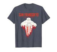 Big Hero 6 Baymax San Fransokyo Heart Camiseta, Hombre, Azul Jaspeado, 6XL