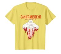 Big Hero 6 Baymax San Fransokyo Heart Camiseta, Niños, Limón, 10 años