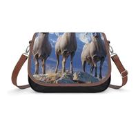 Big Horn Sheep Wildlife - Bolso bandolera de piel para mujer