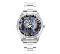 Big Horn Sheep Wildlife - Reloj casual para hombre con correa de acero inoxidable, aleación de cuarzo, reloj de pulsera