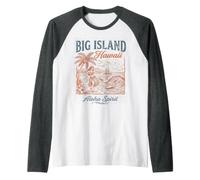 Big Island Hawaii Kona Hawaiian Surf Camiseta Manga Raglan