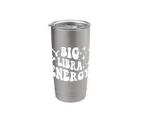 Big Libra Energy x Libra Zodiac Retro Vaso térmico de acero inoxidable de doble pared