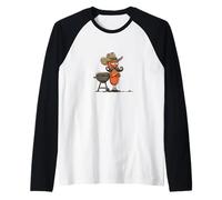 Big Mustache Beard Hotdog Weenie Graphic para los Amantes de la Barbacoa Camiseta Manga Raglan