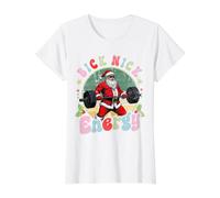 Big Nick Energy Divertido Papá Noel Camiseta gráfica económica, Mujer, Blanco, M