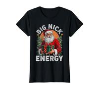 Big Nick Energy Divertido Papá Noel Camiseta gráfica económica, Mujer, Negro, XS