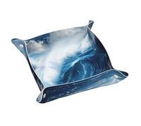 Big Ocean Wave - Bandeja de almacenamiento de piel con impresión HD práctica resistente al agua para relojes y llaves.