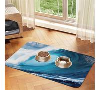 Big Ocean Wave - Mantel de piel absorbente con impresión HD para perros y gatos, tapete de alimentación de cuero para perros y gatos