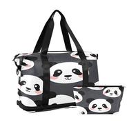 Big Panda Head - Bolsa de viaje impermeable para gimnasio, deporte, bolsa de mano con compartimento, Cabeza de panda grande, Talla única, Bolsa de viaje