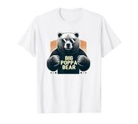 Big Poppa Bear Día del Padre Funny Dad Cool Papa Camiseta gráfica económica, Hombre, Blanco, S
