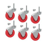 BIG RED 2.5 Inch Stem Caster Wheels Set of 6,Heavy Duty 360 Degree Swivel Stem Casters for Creeper Service Utility Cart Stool Post Mount,ATR6551-6PB