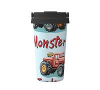 Big Red and Blue Truck - Taza de café aislada con tapa, vaso de viaje de acero inoxidable a prueba de fugas