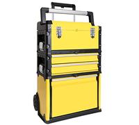 BIG RED ATRJF-C305ABDYR - Caja de herramientas portátil apilable con ruedas y 2 cajones, caja de herramientas vertical para garaje o taller, color amarillo