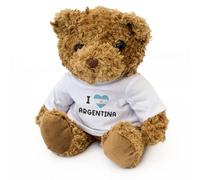 Big Red Egg Bandera de Argentina con texto en inglés "I Love Argentina", oso de peluche, lindo y adorable