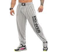 Big Sam Sportswear Company Pantalones Deportivos Holgados para Hombre con Bolsillos, Pantalones de Gimnasio de Ajuste Holgado de la Vieja Escuela, Blanco Sucio, Medium