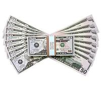 Big Screen Stacks,100 billetes de 50 dólares, con correa de banco de repuesto. Perfecto para películas, películas, publicidad, redes sociales, dinero de juego, trucos de magia, juegos de casino