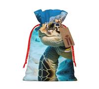 Big Sea Turtle - 1 bolsa de Navidad con cordón de 8.3 x 11.8 pulgadas, bolsa robusta para regalos y artículos esenciales de uso diario