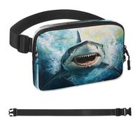 Big Shark - Cangureras para mujeres y hombres, riñonera cruzada con bolsillos con cremallera, riñonera impermeable con correa ajustable para entrenamiento, correr, viajar, senderismo, multicolor,