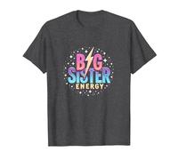Big Sister Energy Sparkly Retro Text, Hermanas Mayores para niñas Camiseta, Hombre, Jaspeado Oscuro, M