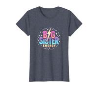 Big Sister Energy Sparkly Retro Text, Hermanas Mayores para niñas Camiseta, Mujer, Azul Jaspeado, S