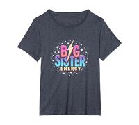 Big Sister Energy Sparkly Retro Text, Hermanas Mayores para niñas Camiseta, Mujer Tallas Grandes, Azul Jaspeado, 6XL Grande