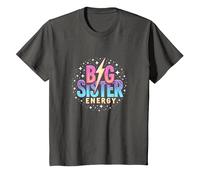 Big Sister Energy Sparkly Retro Text, Hermanas Mayores para niñas Camiseta, Niños, Asfalto, 2 años