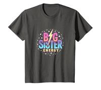 Big Sister Energy Sparkly Retro Text, Hermanas Mayores para niñas Camiseta, Niños, Asfalto, 4 años