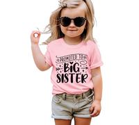 Big Sister Niños Camiseta Anuncio de Bebé para Niñas Top Verano Manga Corta Camisa Niño Linda Niña Tees Algodón Hermanos Ropa Niños, Rosa., 5-6 Años