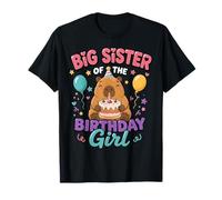 Big Sister of The Birthday Girl Cute Capybara Family Party Camiseta